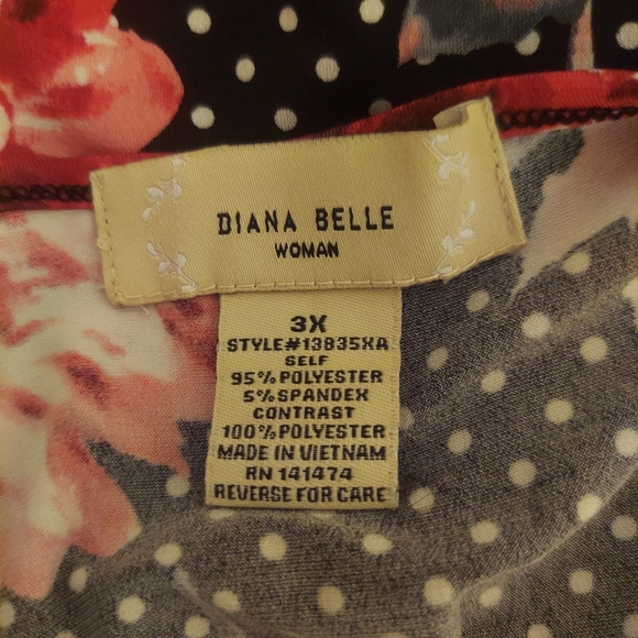 Diana Belle 3/4 Sleeve Floral Blouse size 3x - Picture 7 of 7